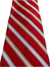 Brooks Brothers Men's Repp Striped Tie Red Blue Silk Woven England USA Nice 
