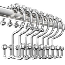 Utopia Bedding Double Glide Roller Set of 12 Shower Curtain Hooks, Nickel