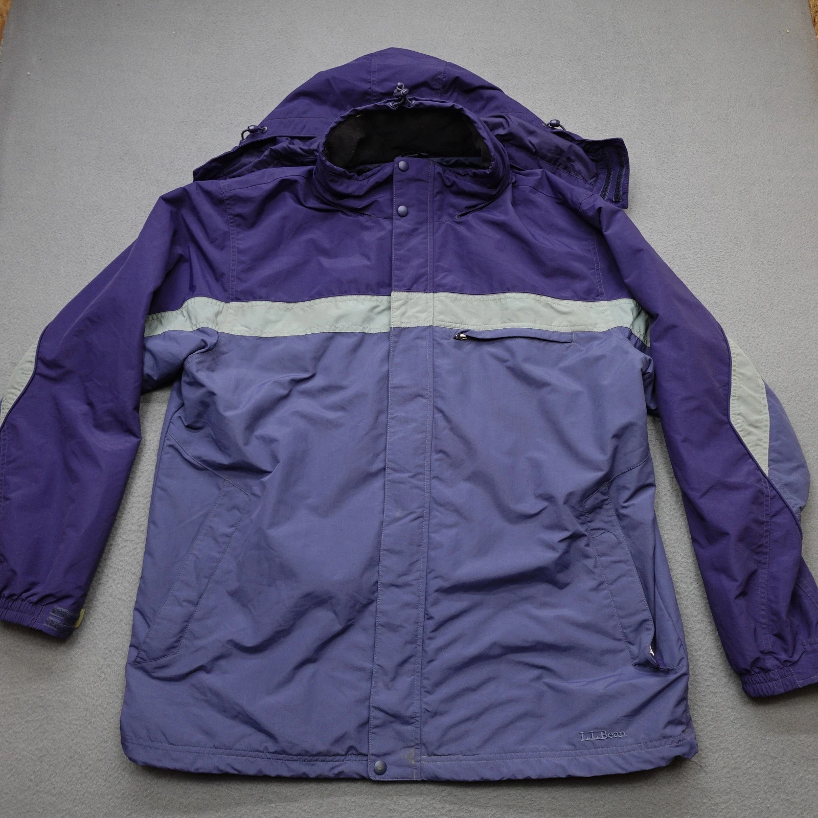Vintage LL Bean Ski Jacket Men's Size XL TALL Navy Blue Hide Away Hood Coat