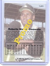 1994 The Trading Card Co The Summit Collection Promo (1 of 5) Roberto Clemente