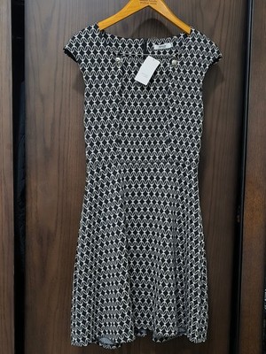 Fórmula Joven Dress Women Size 38 Black White Geometric Pattern NWT El Corte