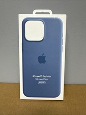 Apple Silicone Case with MagSafe for iPhone 15 Pro MAX- Storm Blue used 