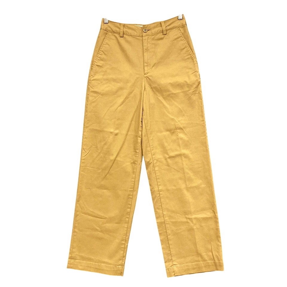 Uniqlo Pants Womens 25 Beige Twill Straight Chino Zip Waist Stretch Workwear