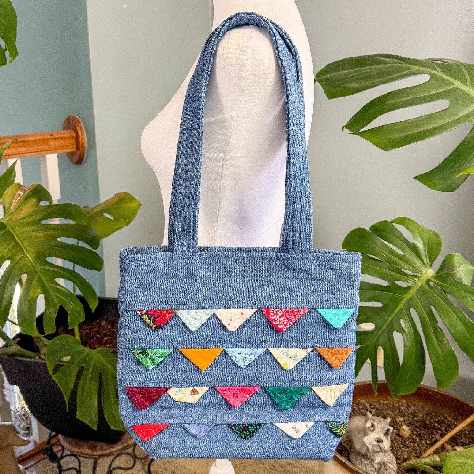 Handmade Quilted Denim Patchwork Shoulder Bag – U… - image 2