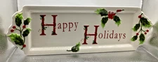 St. Nicholas Square Holly Jolly Happy Holidays Christmas 16" Plate Platter c31