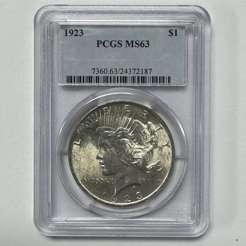 1923 Peace Silver Dollar PCGS MS63 – Blast White – Free Ship - Better Date