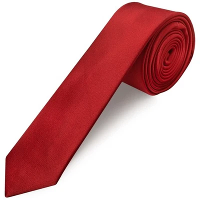 TIES R US Plain Scarlet Red Satin Skinny Boys Tie Wedding Christening Formal Prom Slim Tie