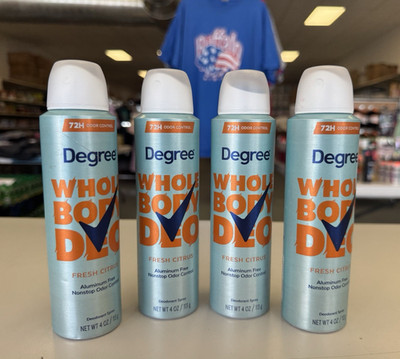 Degree Whole Body Deo Fresh Citrus Aluminum-Free Deodorant Spray 4 oz ( 4 pack )