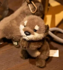 Cute Otter Plush Keychain Realistic Stuffed Otter Animal Pendant Doll Soft Plush