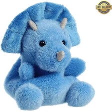 hangtag, 33616, Palm Pals Tank Triceratops Dinosaur, 5In, Soft Toy, Blue