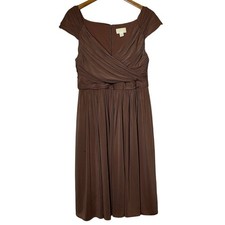 Jcrew Matilda Dress Women 12 In Liquid Jersey Brown Pink Mauve Wedding Bridesmad