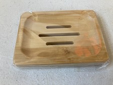 Bamboo Soap Dish Bar Soap Holder with Self Draining Tray Natural Set 2 w/ Feet