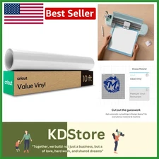 Value Permanent White Vinyl Roll – 12in x 10ft for Indoor Crafting & Personal...