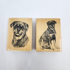 2 Stamp Gallery Mounted Rubber Stamps Rottweiler Dog Head Dog Sitting Pre-owned