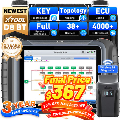 XTOOL D8 BT Bluetooth Auto Car Diagnostic Tool Full System Scanner 38+ Services