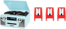 50'S Retro Bluetooth 3-Speed Turntable, CD Player, AM/FM Radio Bundle with 3 Pac