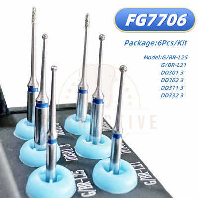 Dental Pulpotomy Access Open Pulp Cavity Burs FG77006 Preparation Bur Kit 6Pcs