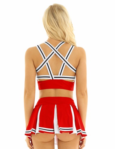 Womens Cheerleader Costume Cheer High School Girl Cosplay Fancy Dress Mini Skirt - Picture 66 of 121