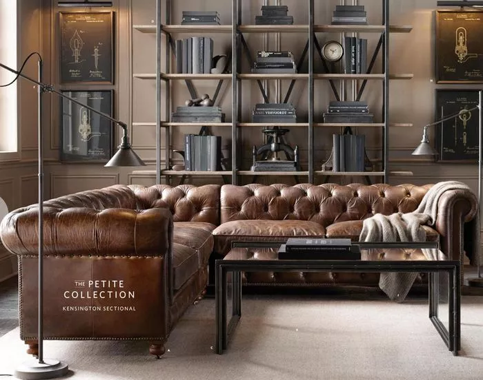 Rustic leather cheap corner sofa