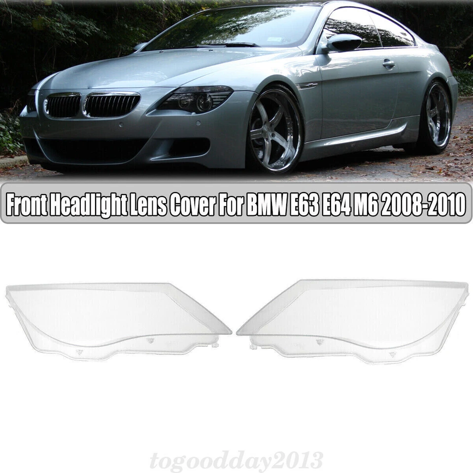 Par de cristales de faros para BMW E63 E64 M6 2008-2010 faros disco de dispersión L+R Foto 2 de 4