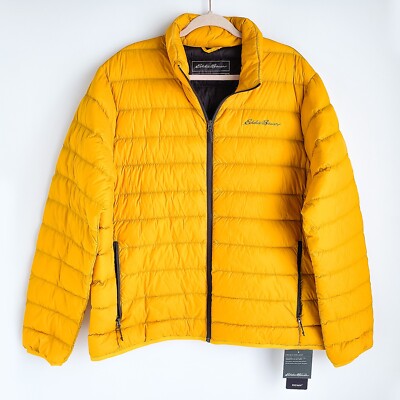 Eddie Bauer Cirruslite Spring White Duck Down Jacket Mens XL Yellow Brand  New