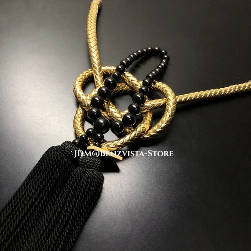 JDM Junction Produce Leathe Kintsuna Blackwood Ebony Luxury JP Black Kiku Knot - Picture 2 of 9