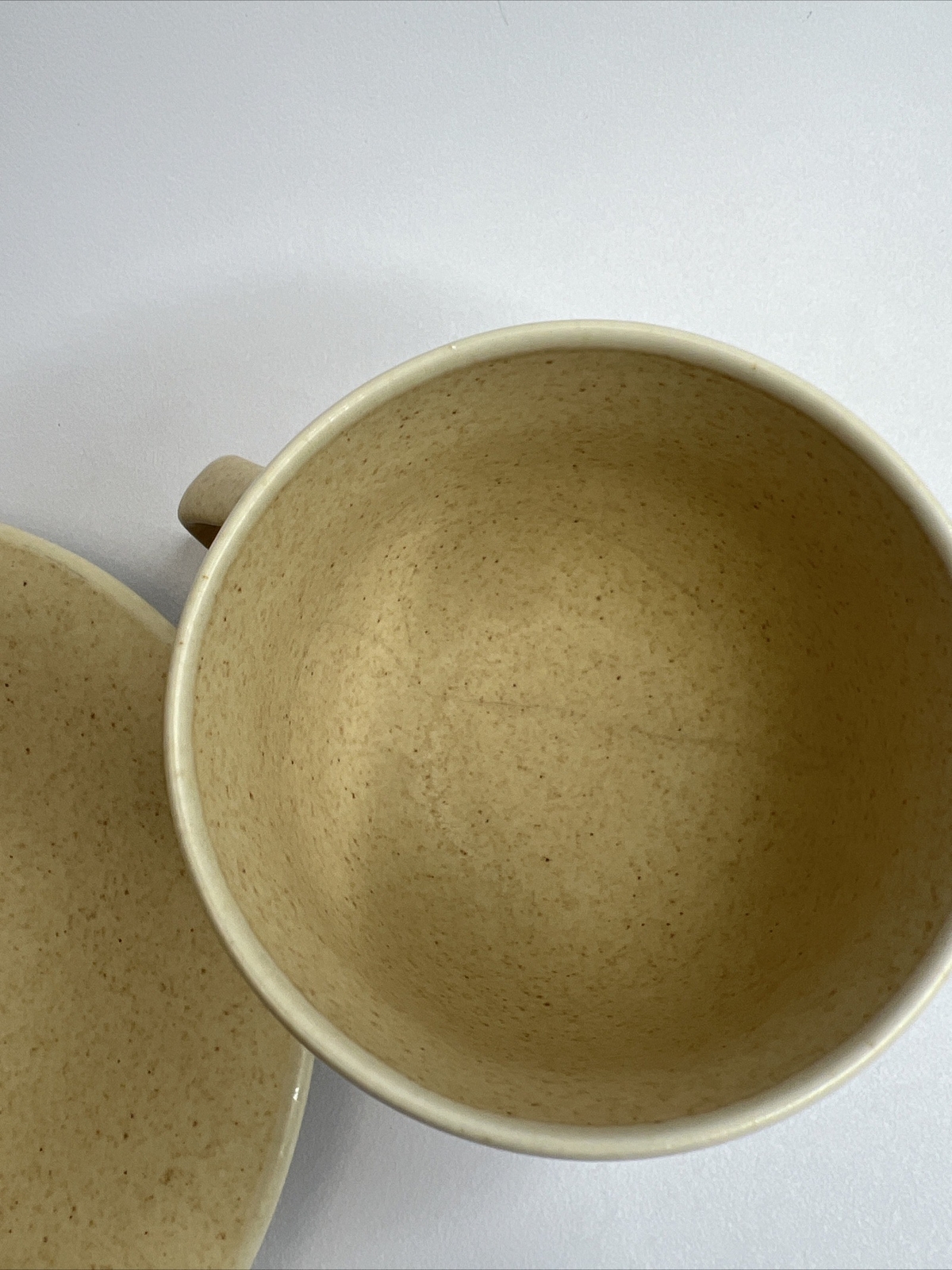 Pottery Barn Ellipse Cup And Saucer Set Speckled Tan eBay