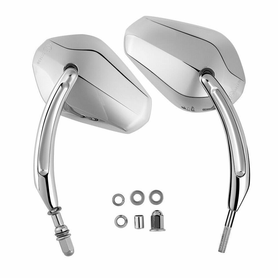 Krator Chrome Twisted Flame Motorcycle Mirrors | Custom Rearview Mirrors For Harley Cruisers With Adapter Bolts
