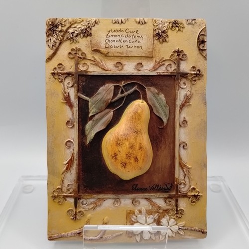 3D Fruit Wall Plaque Pear Grapes Hanging Decorative Tile Resin Elaine Vollherbst - Picture 3 of 13