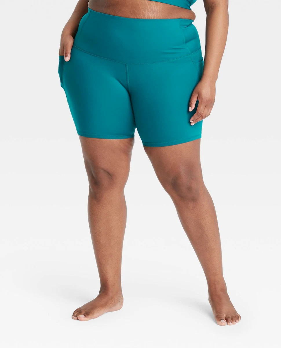 Women's Plus Size Ultra High-Rise Bike Shorts - All in Motion - Teal - 1X -  S429