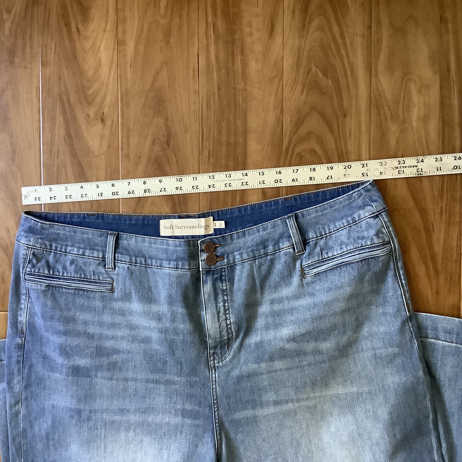 Soft Surroundings Blue Denim Flare Jeans size 24W Gem