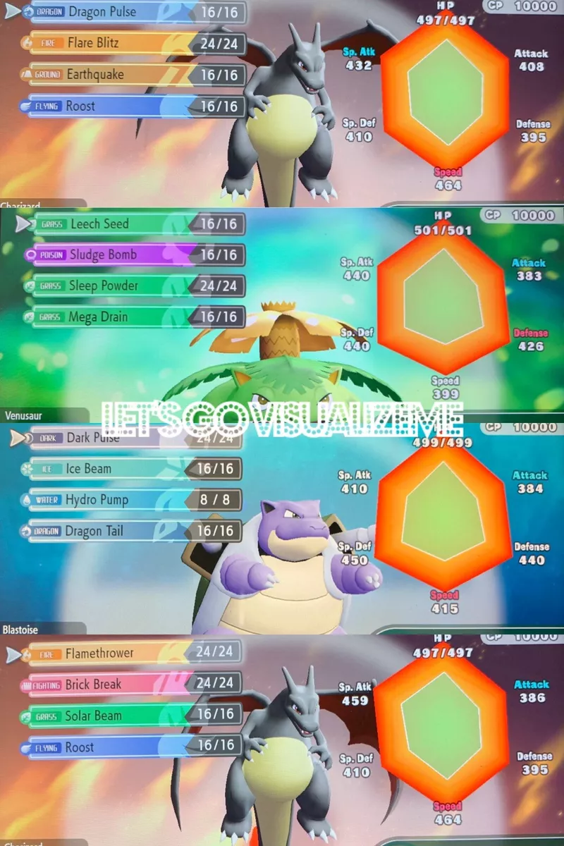 Pokemon Let's Go Shiny Charizard 6IV-AV Trained