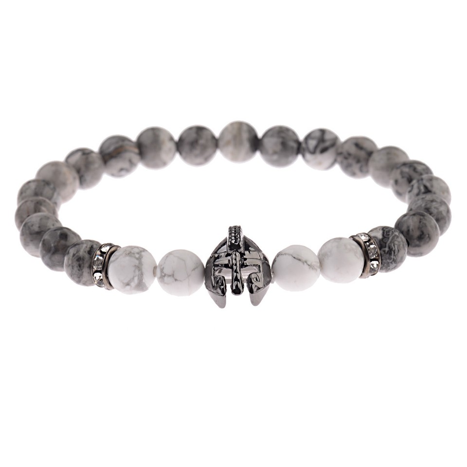 Men Spartan Warrior Knight Helmet Double Crown Bracelets Natural - Foto 5