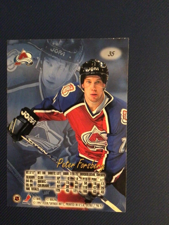1997 Fleer Ultra Peter Forsberg Card - Image 2 of 2