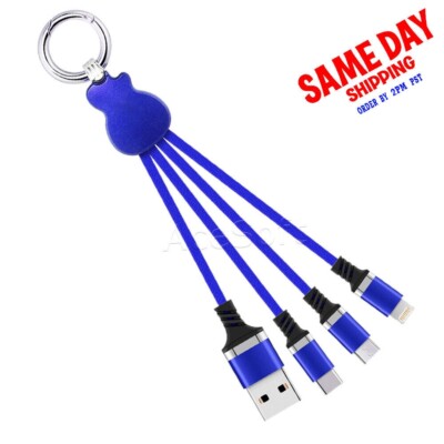 3 in 1 USB Cable Multi Charger Type C Micro 8-Pin Data Sync Fast Charging Phones