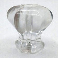 Vintage Six Sided Glass Drawer Pull Clear Glass Knob Cabinet Knob Rounded Glass 