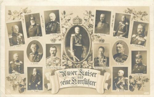 RPPC Multiview Postcard Kaiser Wilhem II & his Leaders / Officers, posted 1912 - 第 1/2 張圖片
