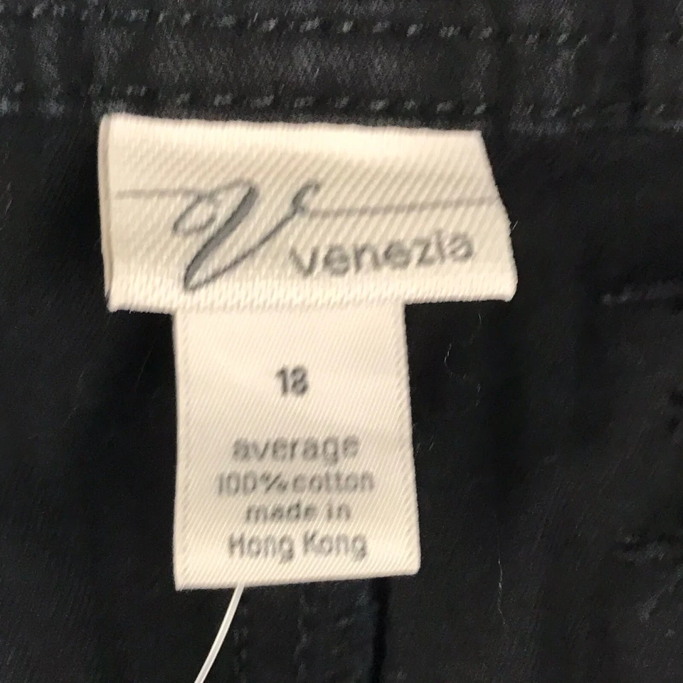 Pantalones Venezia Mujer 18 Promedio Negro Algodón Elástico Bolsillos con Cordón Nuevos con Etiquetas Foto 3 de 4