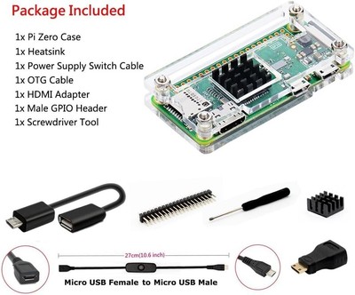 Raspberry Pi Zero 2 W Case Kit with Raspberry Pi Zero 2 W Case Power Supply