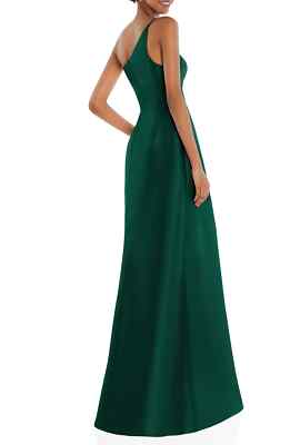 NEW ALFRED SUNG One-Shoulder Satin GOWN DRESS Size 8 $252 HUNTER GREEN  NORDSTROM | eBay