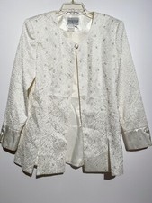 Jessica Taylor White Shiny Jacket Blazer Size 10