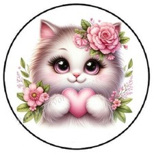 CAT WITH HEART ENVELOPE SEALS LABELS STICKERS PARTY FAVORS