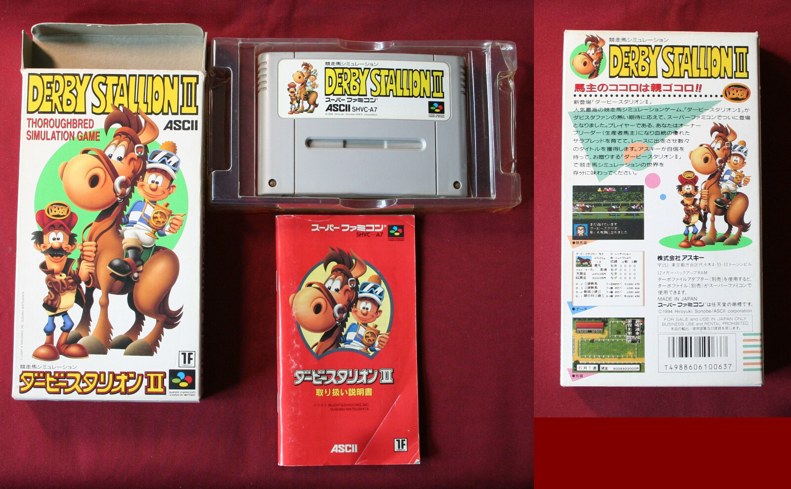 Nintendo SNES Super Famicom , jeu DERBY STALLION II, version Jap