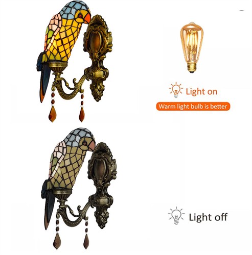Mission Tiffany Light Parrot Shade Wall Light Stained Glass Art Deco Wall Sconce - Picture 3 of 9