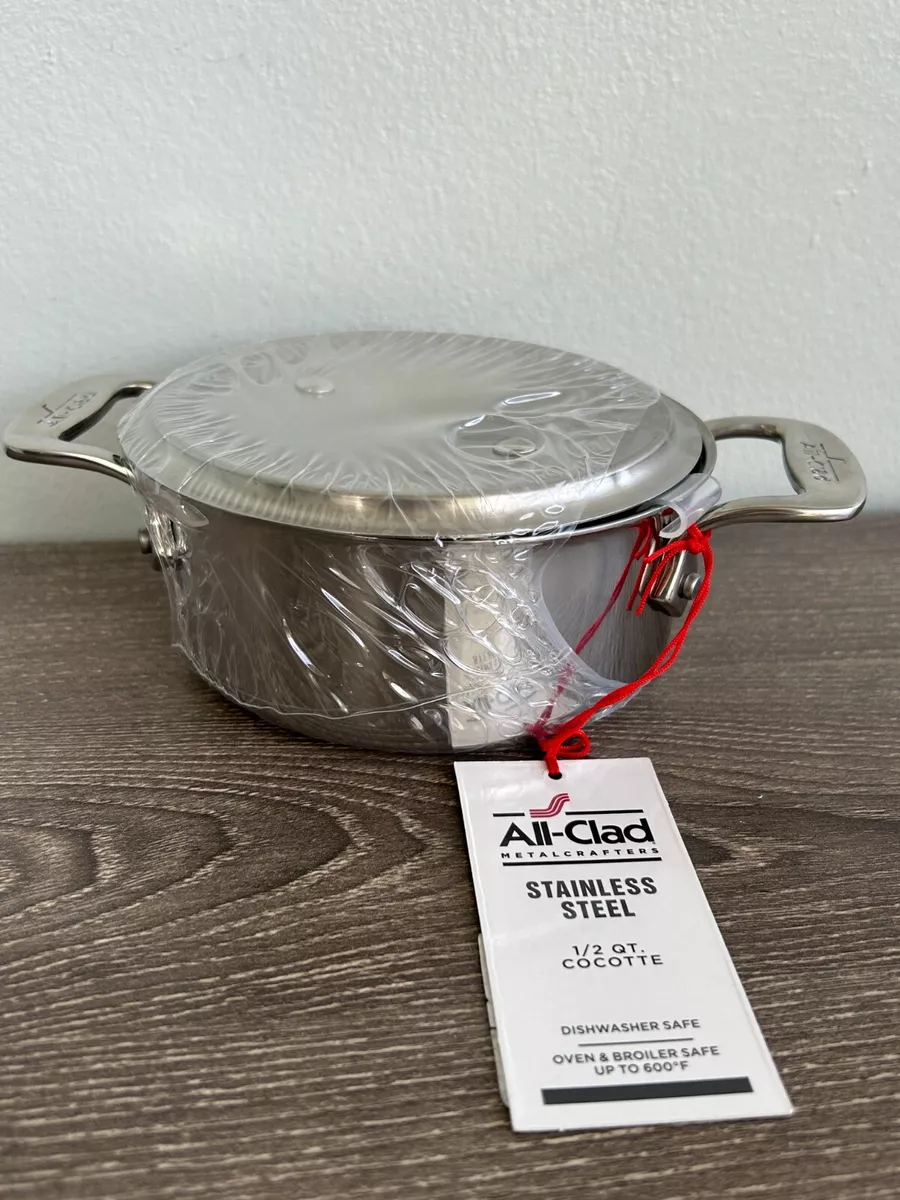 All-Clad Stainless Steel 1/2 Quart Cocotte Saucepan with lid