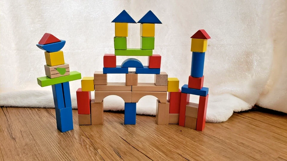 Игровой набор Hape Colored Maple Wooden Blocks для детей от 3 лет и старше 45 штук - Изображение 3 из 3