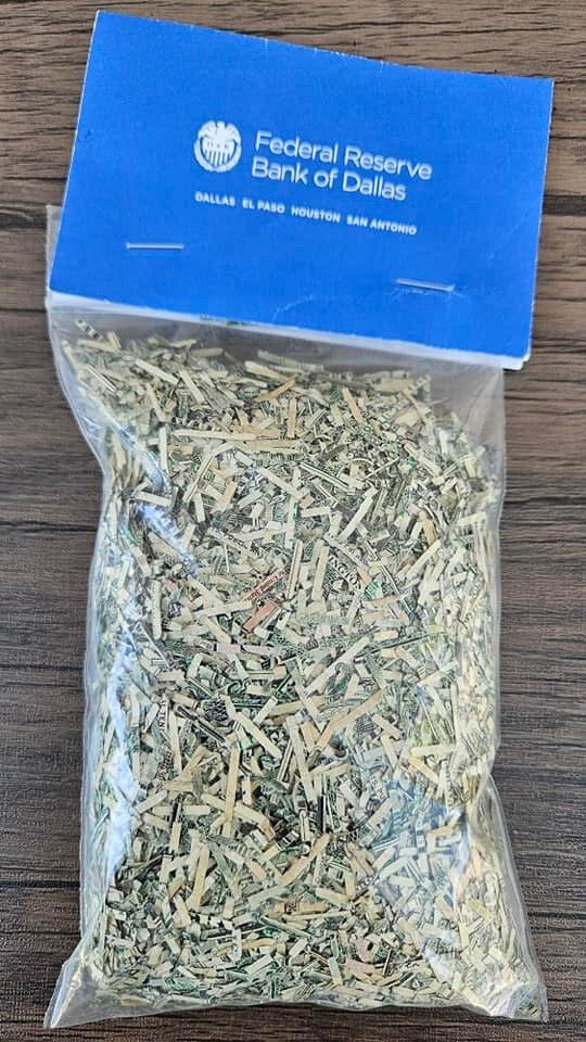 Shredded Money Unfit Currency from Federal Reserve Bank of Dallas T45