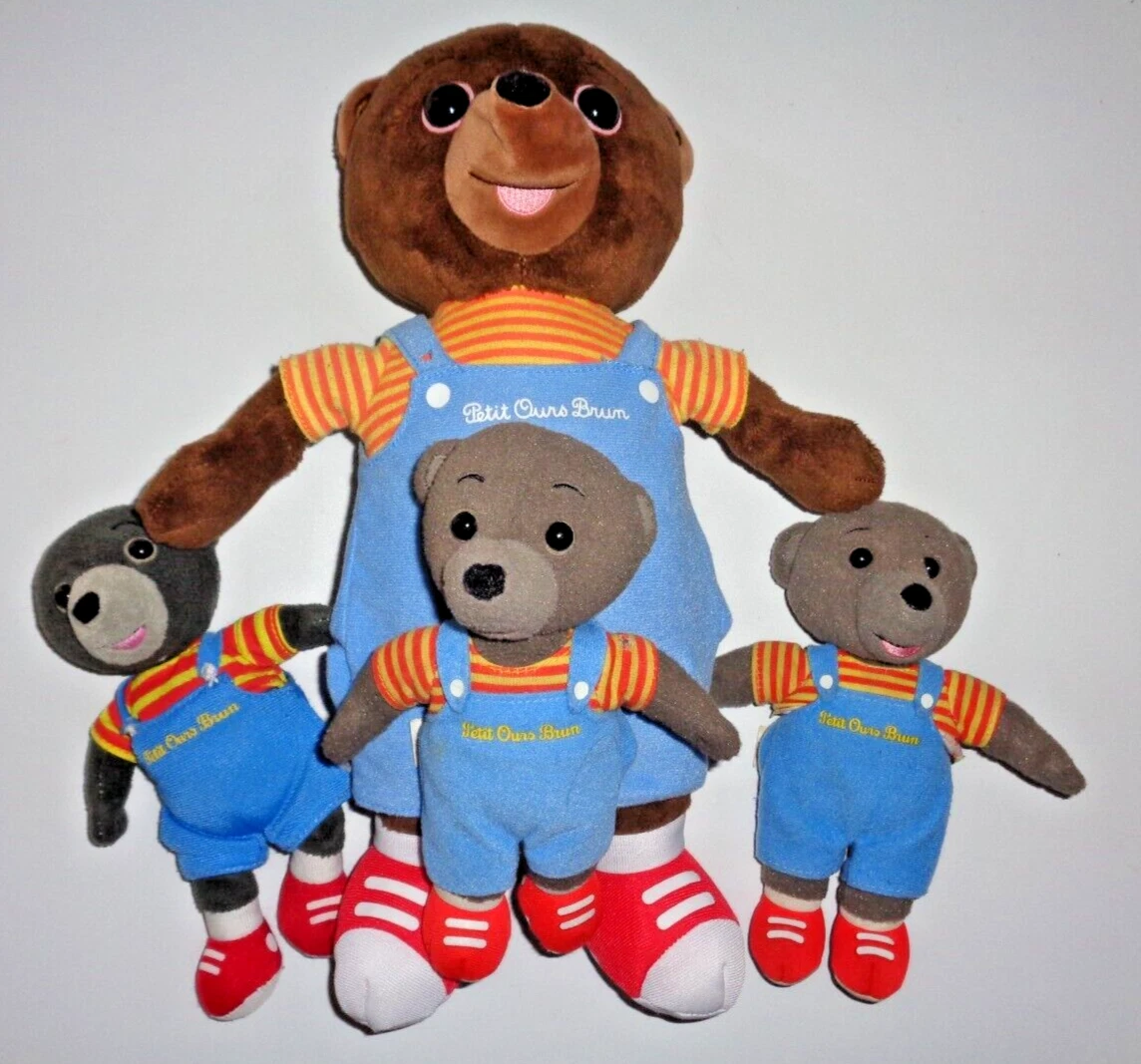 NB lot de 4 DOUDOU PELUCHE PETIT OURS BRUN JEMINI 32 CM 17 CM