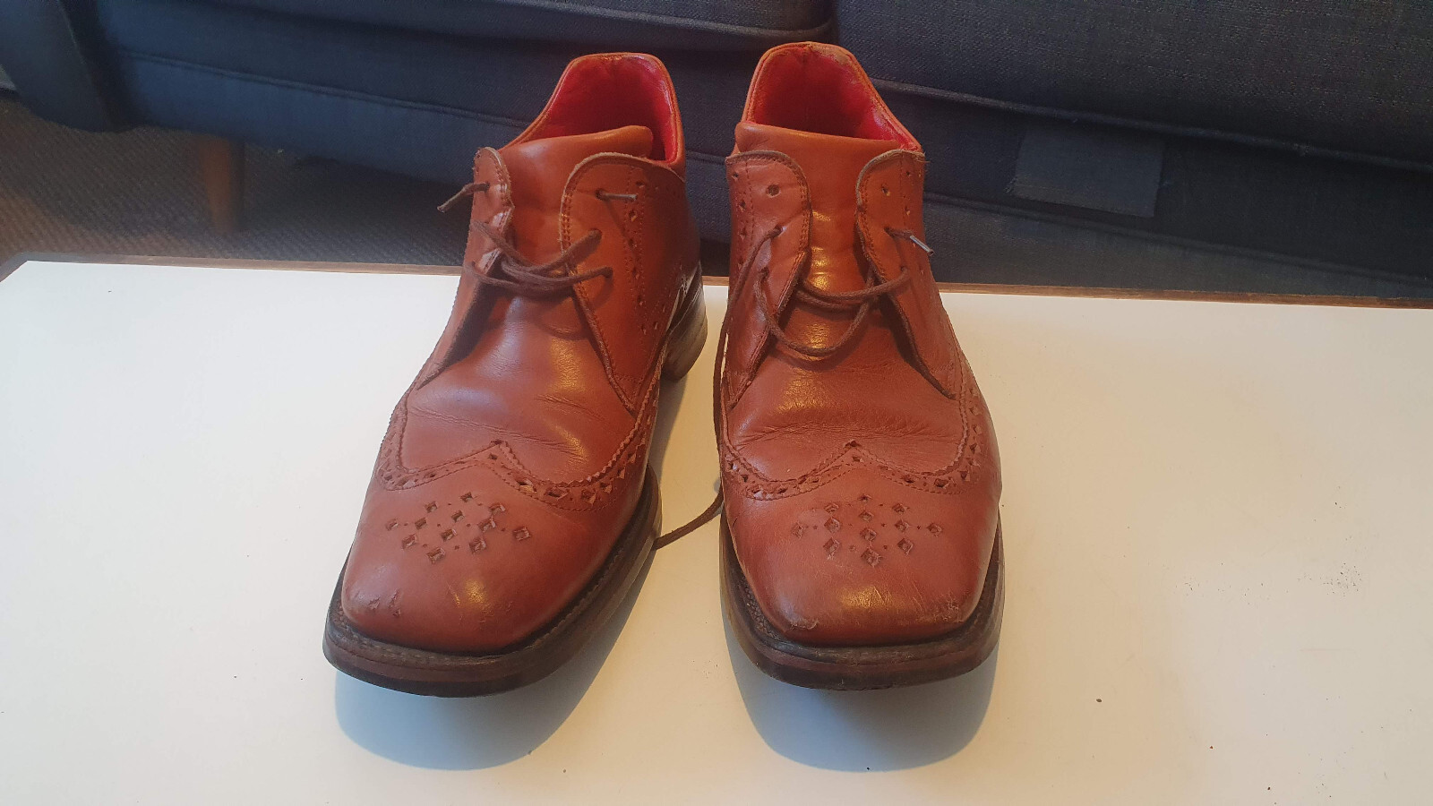 SAOLA Jeffery West scarpe stivali derby brogue uomo marrone chiaro suola goodyear Welt dainite 10