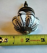 Hand Painted Ceramic Drawer Or Cabinet Knob, Black and White